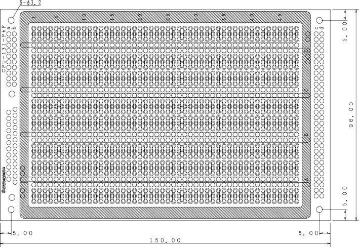【CPU-131-PBF】サンハヤト ユニバーサル基板（鉛フリー基板片面／96×150×1.6t）