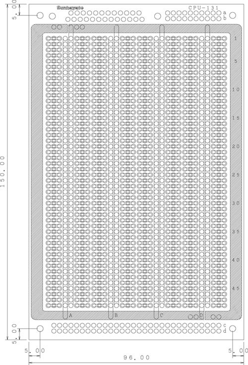 【CPU-131】サンハヤト ユニバーサル基板（ガラスエポキシ片面／96×150×1.6t）