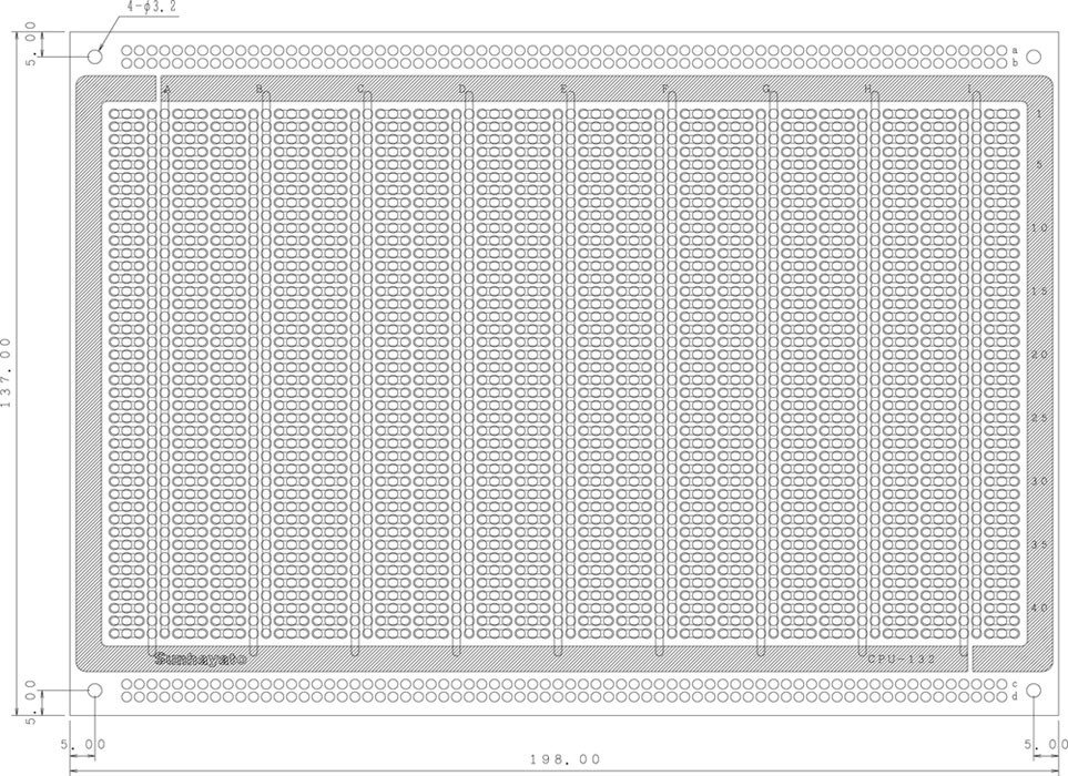 【CPU-132】サンハヤト ユニバーサル基板（ガラスエポキシ片面／137×198×1.6t）
