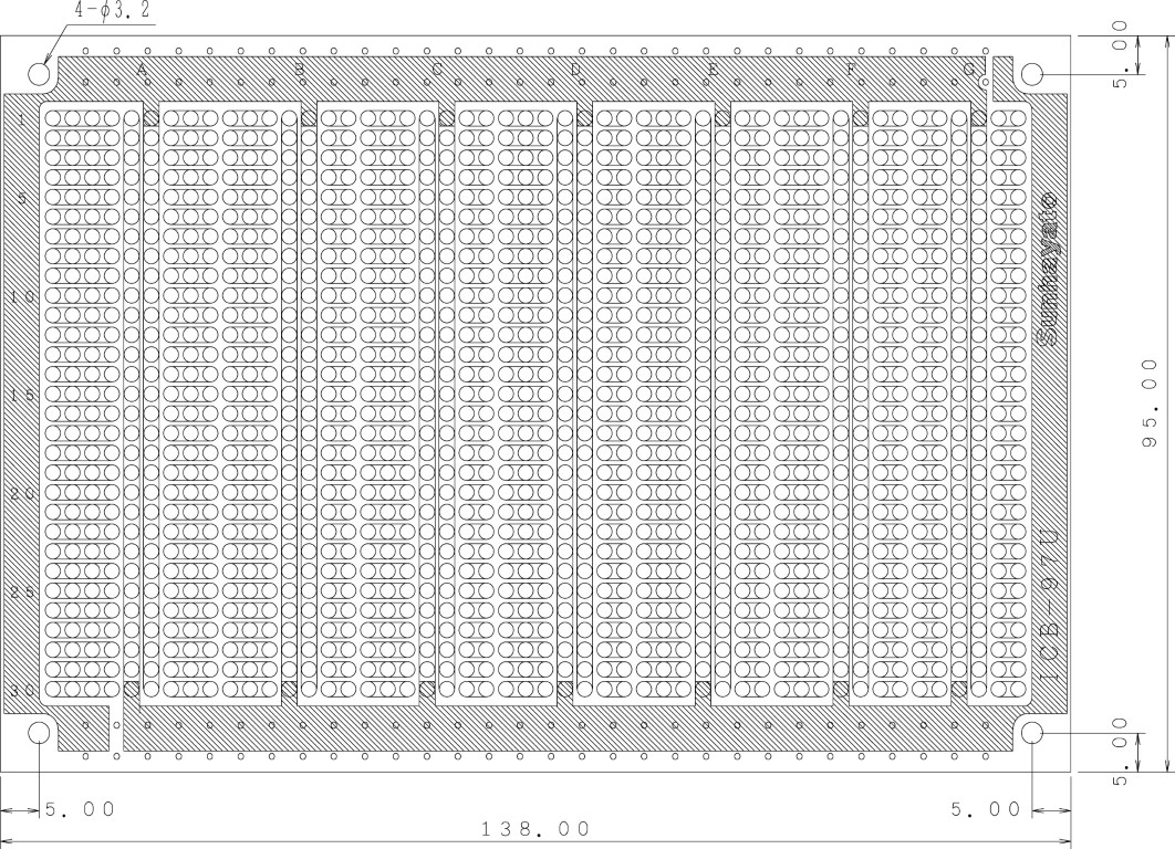 【ICB-97U】サンハヤト ユニバーサル基板（ガラスコンポジット片面／95×138×1.2t）