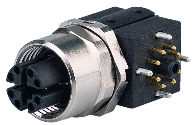 【J80320A0120】日本テレガートナー M12x1 X-coded Bulkhead Socket 90 back mounting