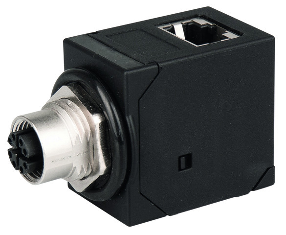 【J80629A0200】日本テレガートナー M12x1 X-coded Coupler Angle M12-X(f) to RJ45(f)