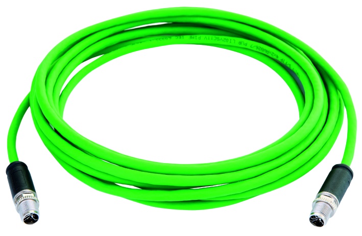 【L80000A0000】日本テレガートナー STX S/FTP patch cord M12-X(m)/M12-X(m) Cat.6A 0.5m PUR green