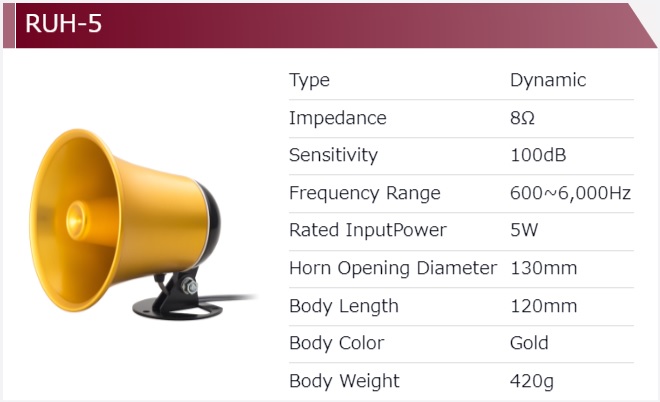 【RUH-5 リフレクスホーンスピーカー】アシダ音響 耐候性スピーカー