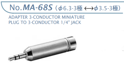 【MA-68S】マル信無線電機 オーディオ変換アダプター φ6.3-3極←→φ3.5-3極