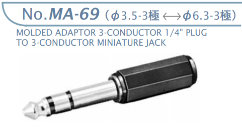 【MA-69】マル信無線電機 オーディオ変換アダプター φ3.5-3極←→φ6.3-3極
