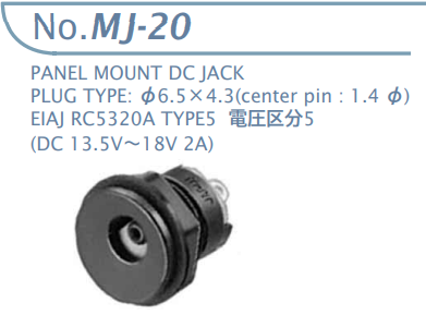 【MJ-20】マル信無線電機 DCプラグジャック 電圧区分5