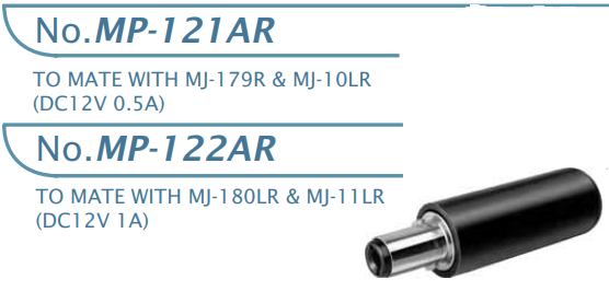 【MP-121AR-R】マル信無線電機 DCプラグジャック 電圧区分その他