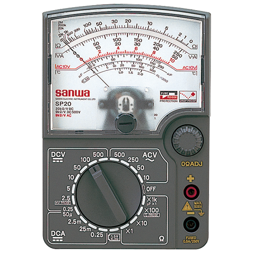 【SP-20/C】三和電気計器 アナログマルチテスタ （テスター） 耐衝撃メータ（ケース付）